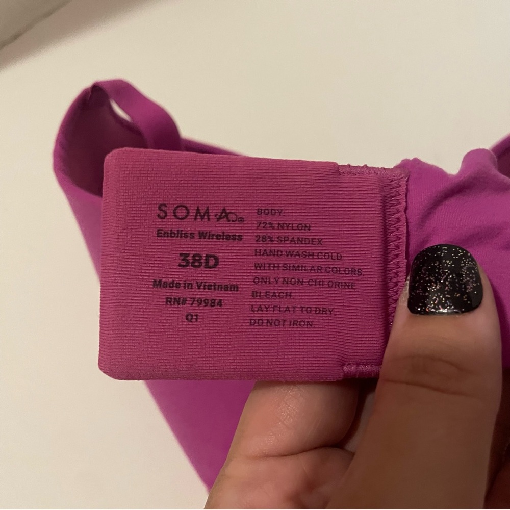 Soma fuchsia Enbliss Wireless Lined Adjustable Straps Bra Size 38D - Picture 4 of 4